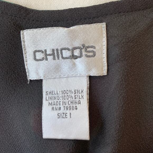 Chico's 100% silk midi tank dress fully lined floral print hand wash size M 8 - Picture 4 of 7